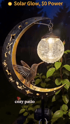 🌙🔥 Limited Time 50% OFF🔥 Solar Hummingbird Moon Garden Light | Elegant Outdoor Stake Lantern for Your Garden