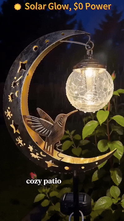 🌙🔥 Limited Time 50% OFF🔥 Solar Hummingbird Moon Garden Light | Elegant Outdoor Stake Lantern for Your Garden