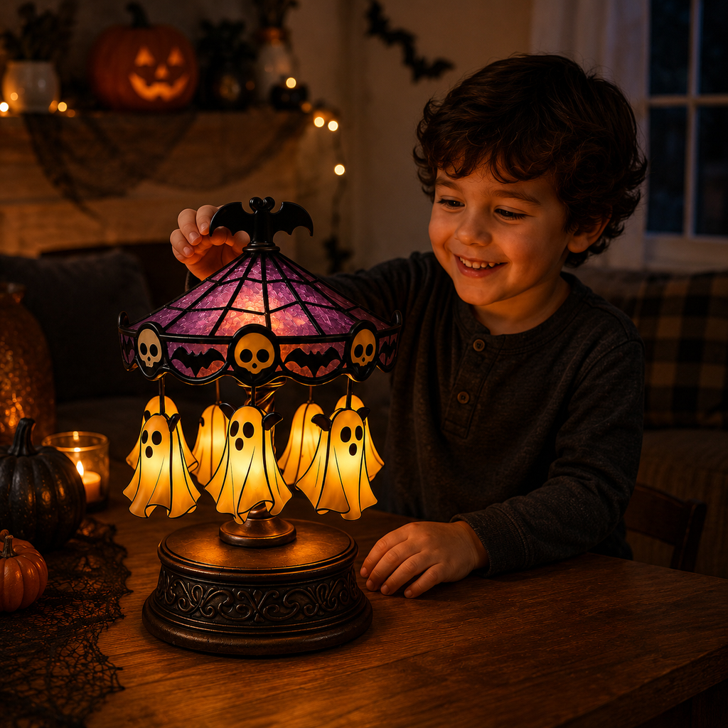 👻 Ghost Carousel Night Light – Add Magical Halloween Glow to Your Room 🎃