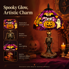 👻Spooky Glow Tiffany Lamp Pumpkin Ghost Bat Halloween Desk Light