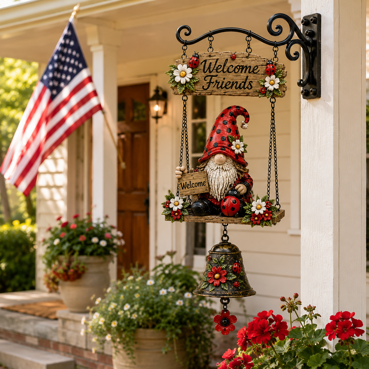 🔔 Rustic Garden Gnome Bell