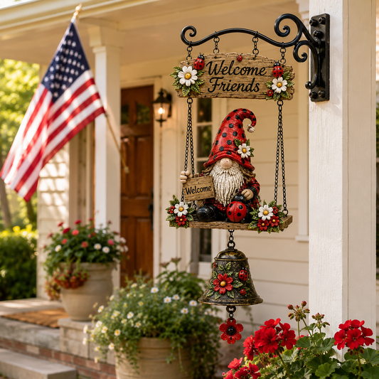 🔔 Rustic Garden Gnome Bell