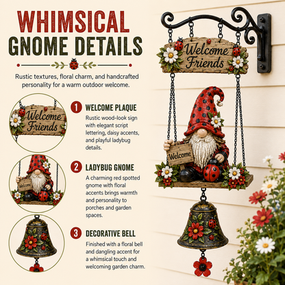 🔔 Rustic Garden Gnome Bell