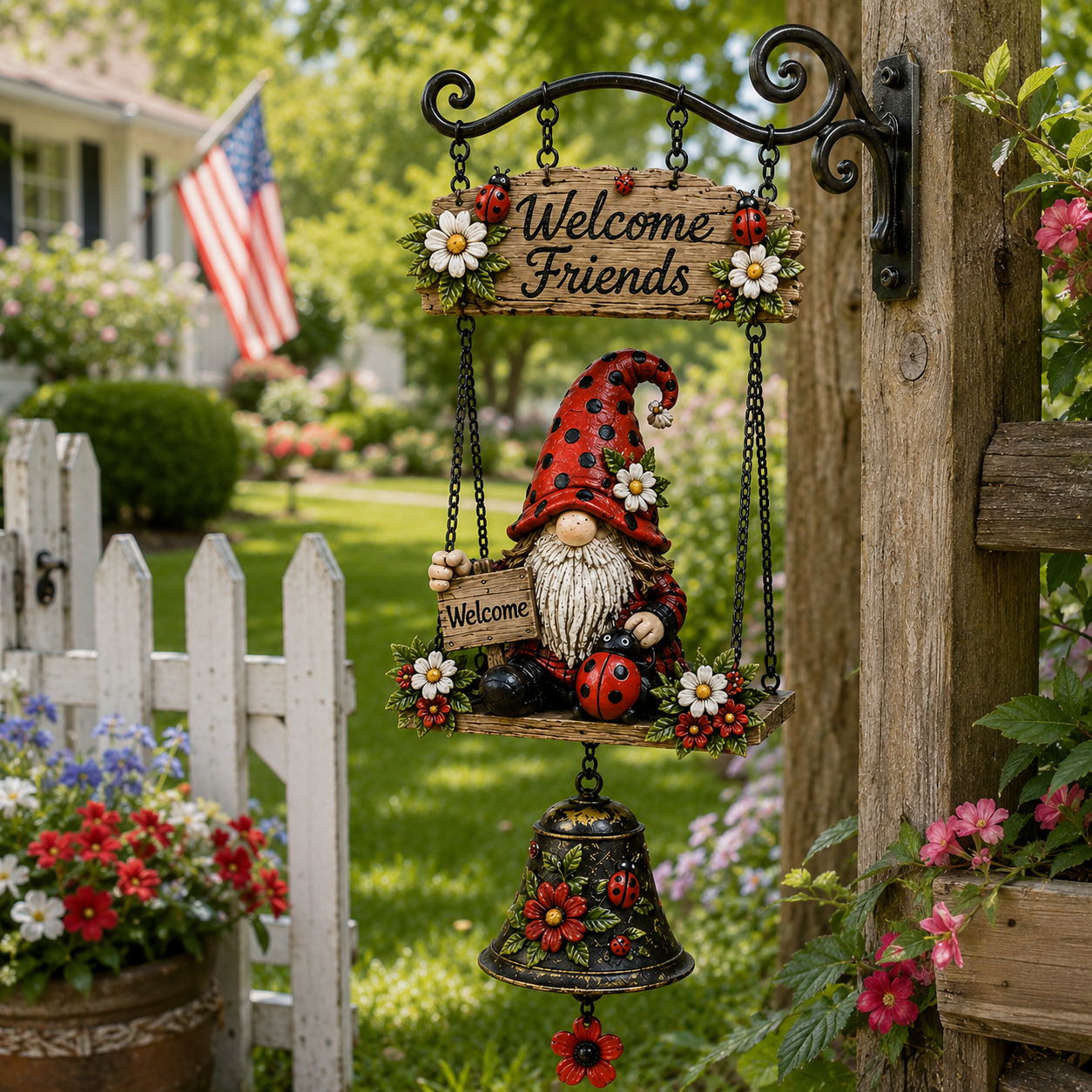 🔔 Rustic Garden Gnome Bell