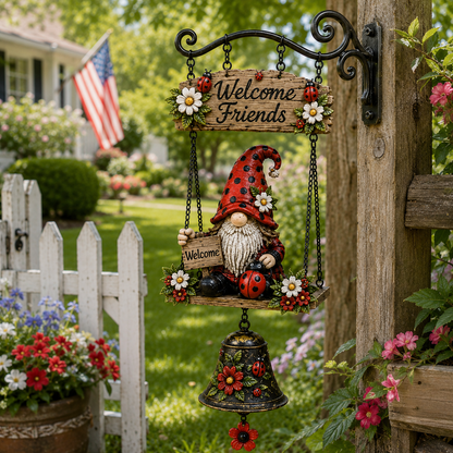🔔 Rustic Garden Gnome Bell