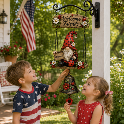 🔔 Rustic Garden Gnome Bell