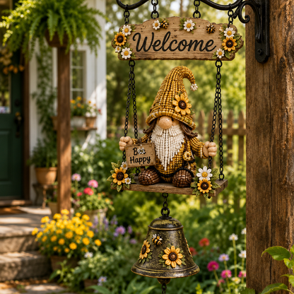 🔔 Rustic Garden Gnome Bell