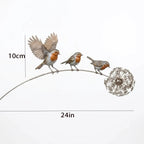 🔥Last Day 70% OFF🔥🌼 Metal Branch Garden Stake with Robin Bird 🍃 Dandelion Wind Sculpture Outdoor Yard Decor✨