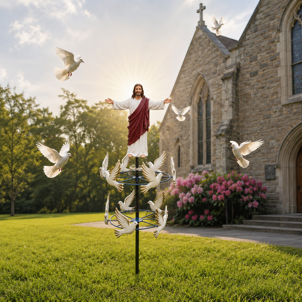 🔔Perfect For Christian✝️The Divine Jesus & Holy Dove Garden Wind Spinner🕊️