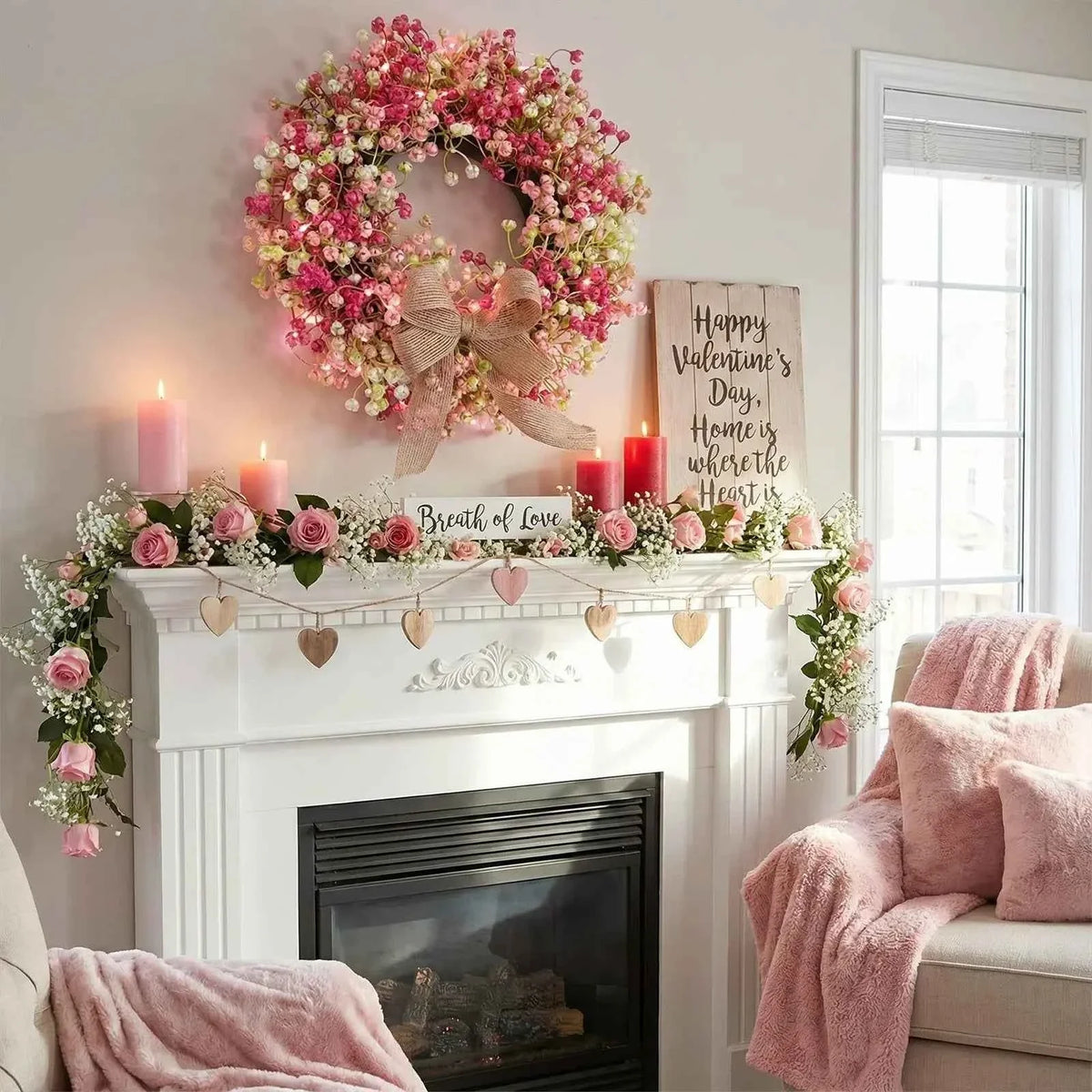🌿 Artificial Floral Wreath 30cm | Spring Door Wall Decor