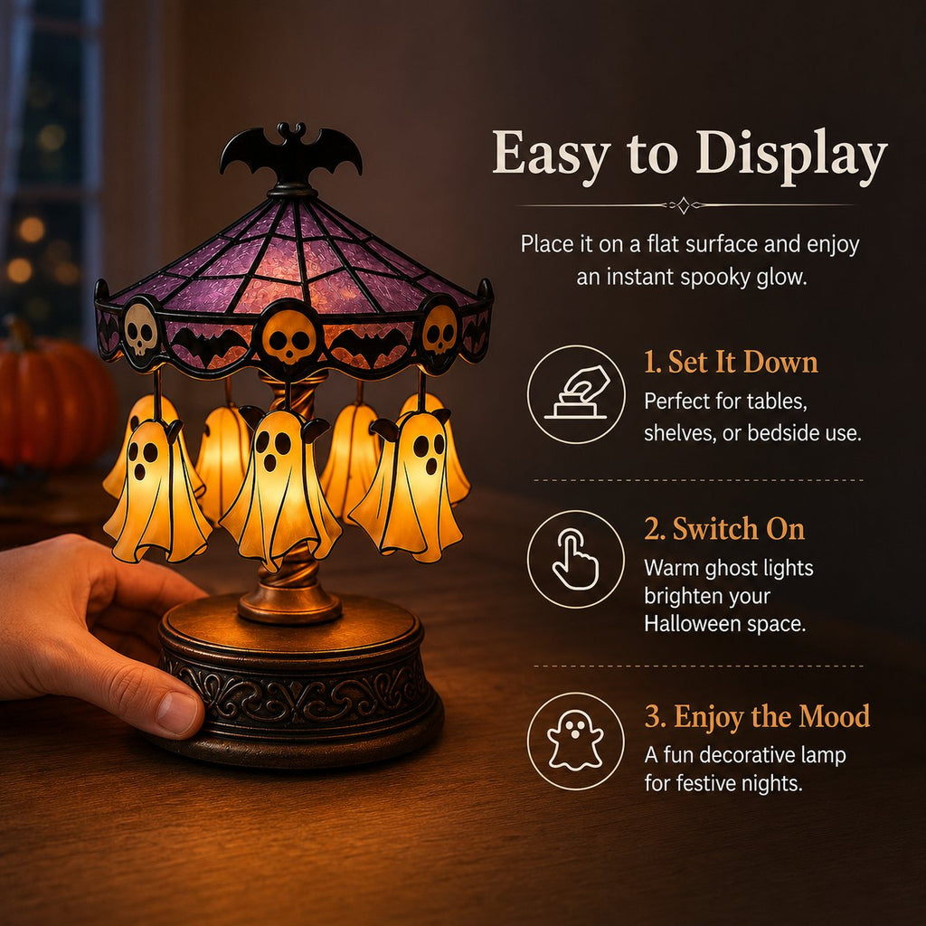 👻 Ghost Carousel Night Light – Add Magical Halloween Glow to Your Room 🎃